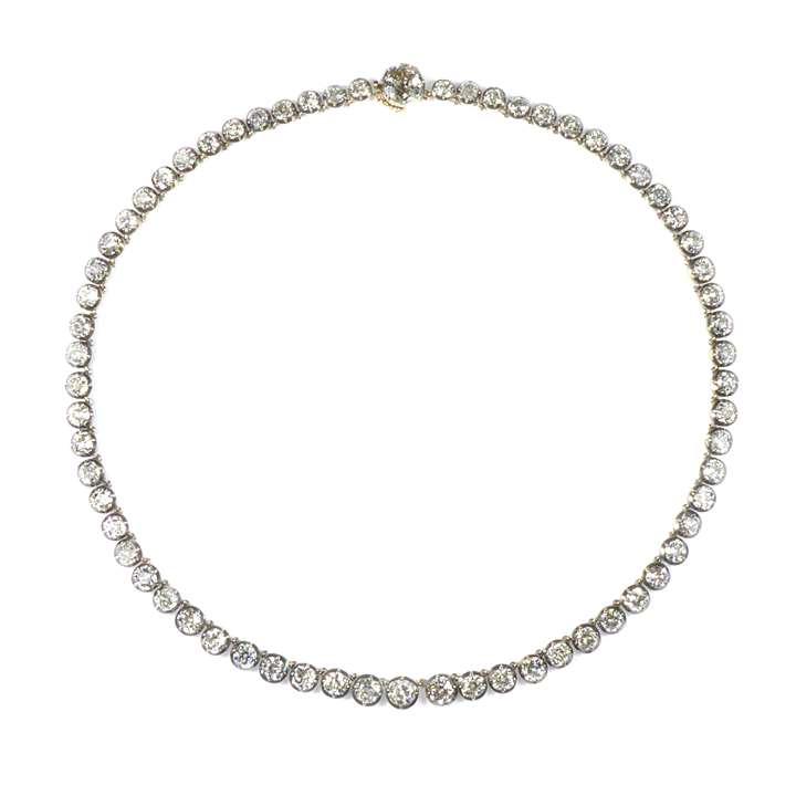 Graduated diamond collet riviere necklace